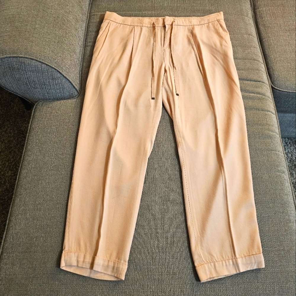 Old Navy Soft Tapered Blushing Pink Crop Casual Tencel Blend High Rise Pants 12
